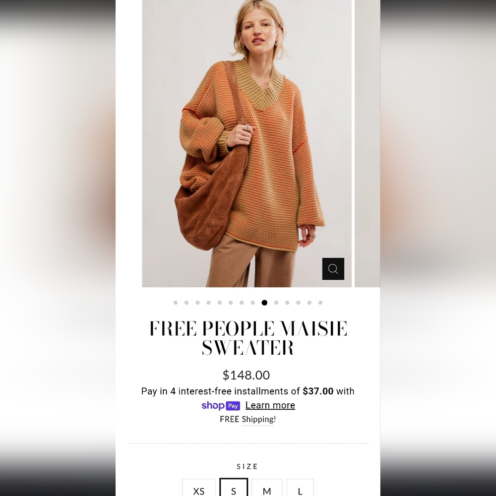 Free People Oversized Maisie Sweater Tangerine Size Small NWT$148 Rare Color - Picture 13 of 13